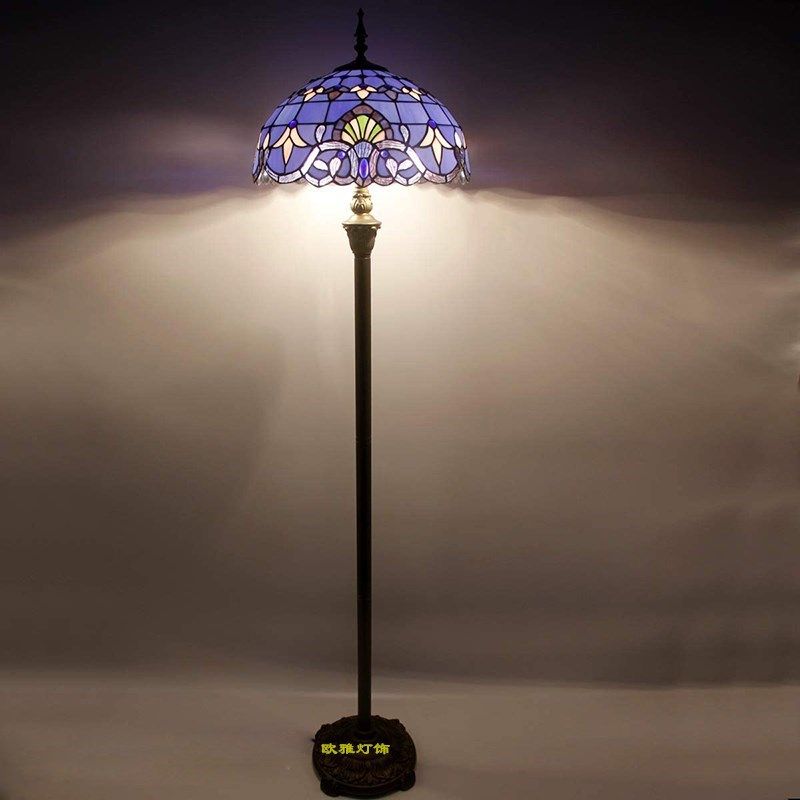 欧式复古风灯罩手工玻璃落地灯客厅餐厅卧室书房琴行特色节能地灯,家装灯饰光源,装饰落地灯,淘宝优惠券,粉丝福利购,淘宝优惠卷