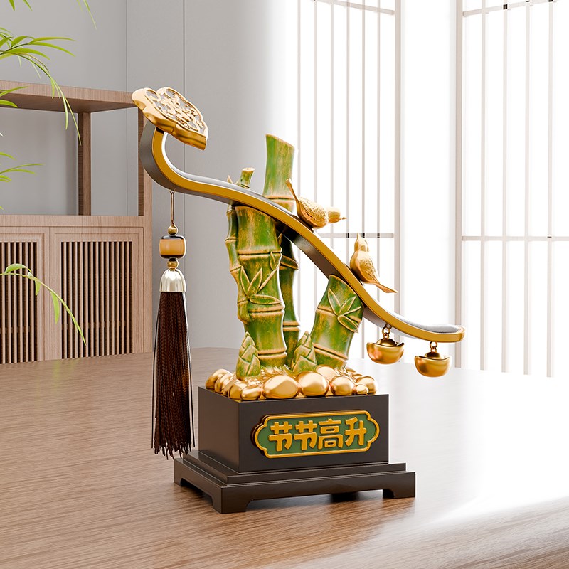 节节高升招财竹子摆件客s厅桌面送领导办公室酒柜装饰升职国风礼