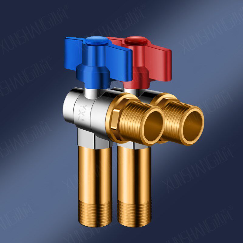 全铜加长三角阀燃水器热水器球芯球阀大流量出水冷热出水开关全开