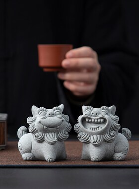 国潮风狮爷狮子摆件高级感小众办公室桌面茶桌装饰工艺品生日礼物