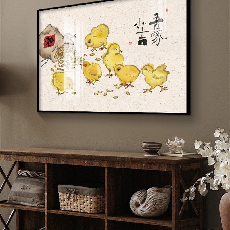 餐厅装饰画现代简约客厅沙t发背景墙面卧室面画水墨大吉大利鸡挂图片