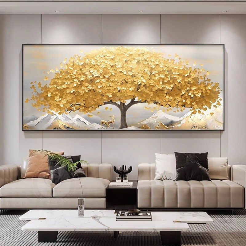摇钱树挂画大气装饰画客厅感高级背景墙现代发财树画轻奢沙发墙壁,家居饰品,现代装饰画,淘宝优惠券,粉丝福利购,淘宝优惠卷