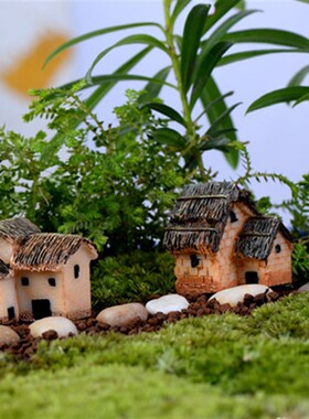 苔藓微景观摆件6款创意茅草屋房屋树脂小房子工艺品园艺摄影道具