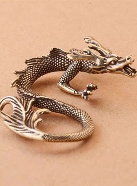 新款覆古黄铜蛟龙摆件办公室桌面茶桌茶宠小铜器摆饰创意铜龙茶道