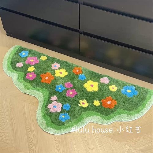 新家的100个快递 苔藓地毯可爱客厅卧室床边毯耐脏易打理植绒地垫