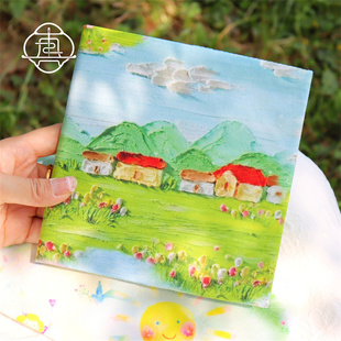 真我 童心油画 可爱童趣r手工布书衣手账A5A6手账本记事本封套日