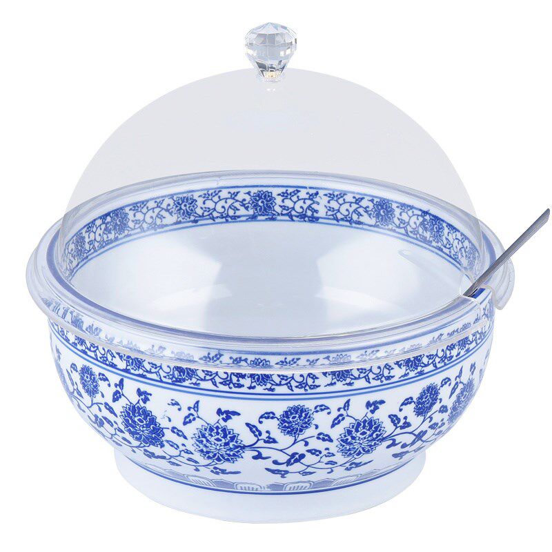 青花瓷盆超市咸菜坛子调料碗凉菜盆专用展示盆商用酱菜陶瓷盆带盖