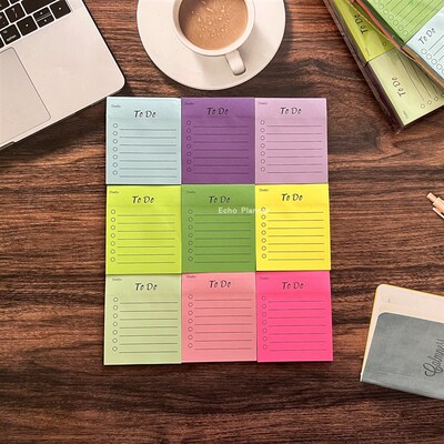 N次贴便利贴荧光横线todo彩色粘性便签本可撕计划本记事本小本子