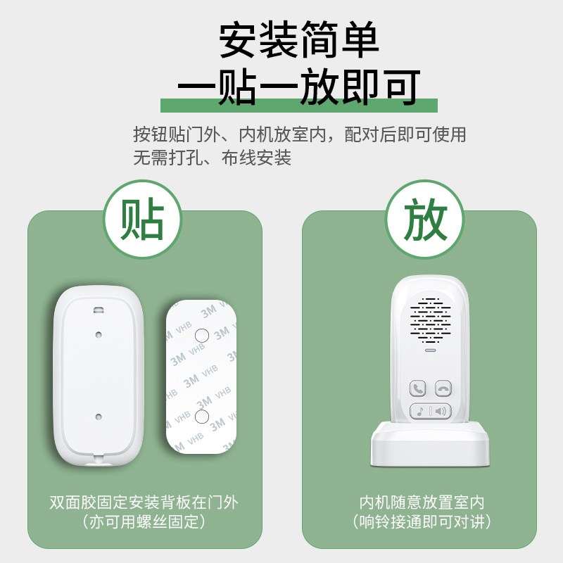 无线语音对讲门铃超远距离家商y用别墅双向通电话机老人一键呼叫