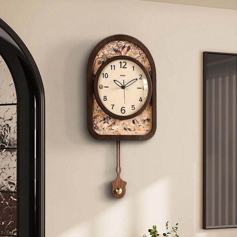 创意静音轻奢挂钟客厅家用免打孔钟表复古高级感2025新款挂墙时钟,家居饰品,挂钟,淘宝优惠券,粉丝福利购,淘宝优惠卷