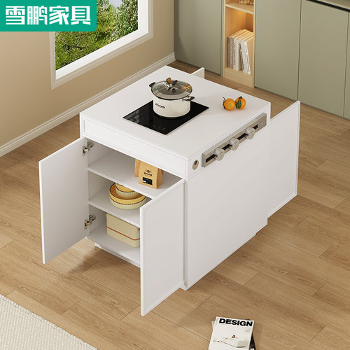 轻奢岩板中岛台厨房餐桌单独简约开放式吧台茶桌岛台柜小户型