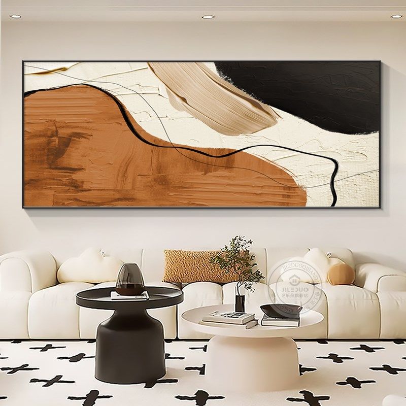 客厅装饰画肌理感线条抽象艺术画现代简约沙发背景墙横版大气挂画,家居饰品,现代装饰画,淘宝优惠券,粉丝福利购,淘宝优惠卷