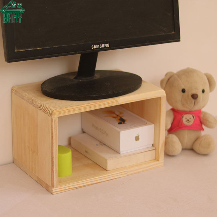 实木办公桌面电脑显示器增高架子支架托架电视底座置物架收纳柜上