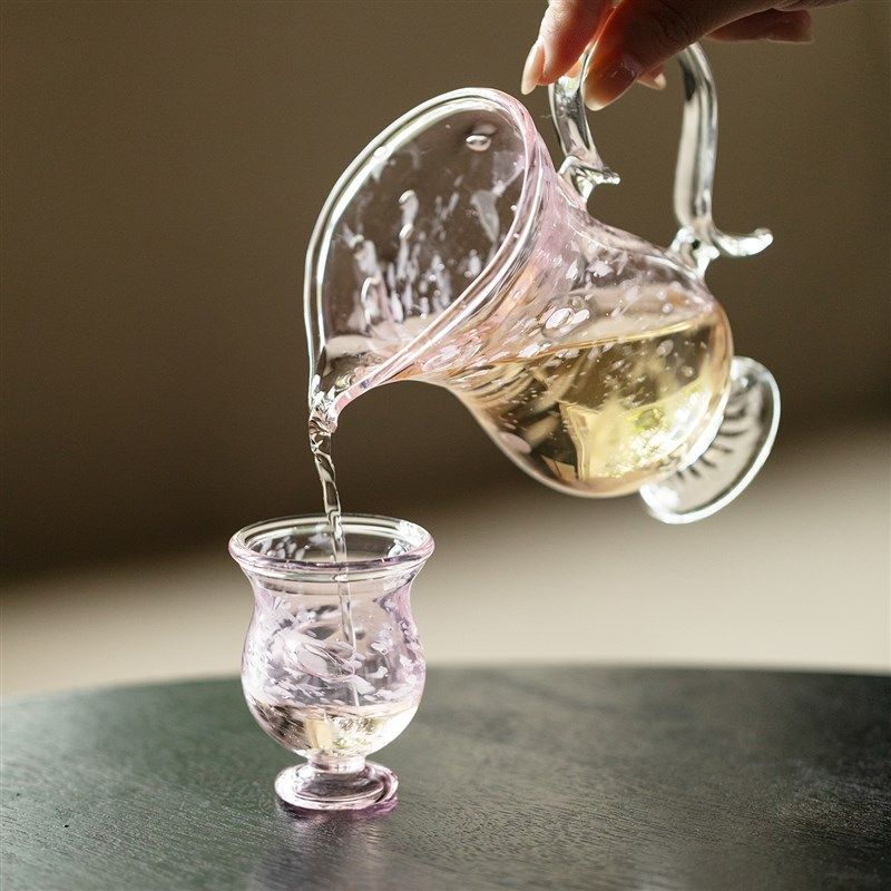 植述樱吹雪玻璃高足杯精致女士喝茶杯手工高硼硅品茗杯轻奢个人杯,餐饮具,茶杯,淘宝优惠券,粉丝福利购,淘宝优惠卷