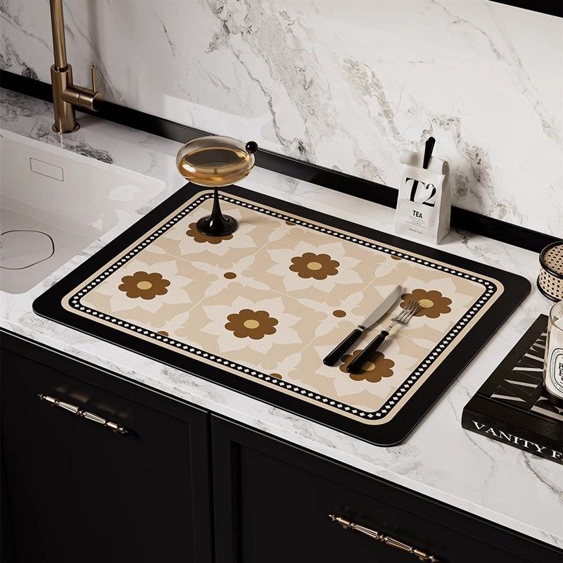 中古风厨房台面沥水垫吸水速干咖啡机专用吧台洗手台防烫碗盘餐垫,居家布艺,餐垫,淘宝优惠券,粉丝福利购,淘宝优惠卷