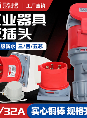 XDFMNA西的丰曼1632A暗装工业器具反插头座单相3芯三相4线5针IP44