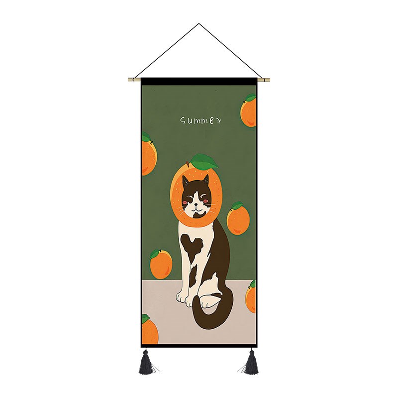 简约卡通猫咪挂j毯布艺卧室儿童房挂画餐厅宿舍装饰画走廊过道壁图片