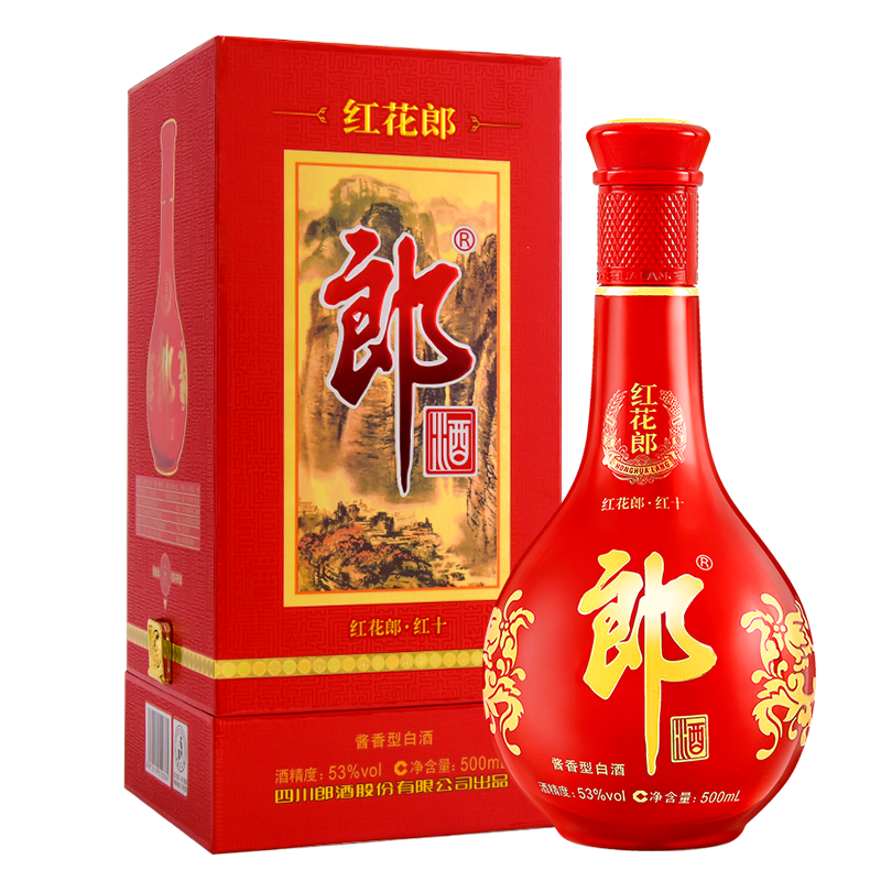 郎酒 红花郎红十 第四代 53度 500ml*1瓶 酱香型白酒 礼送佳选