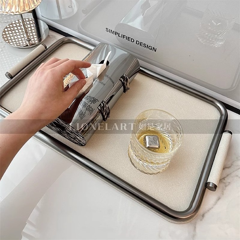 如是收纳托e盘高奢圆边不锈钢厚重极简客厅餐桌私宅会所酒店收纳