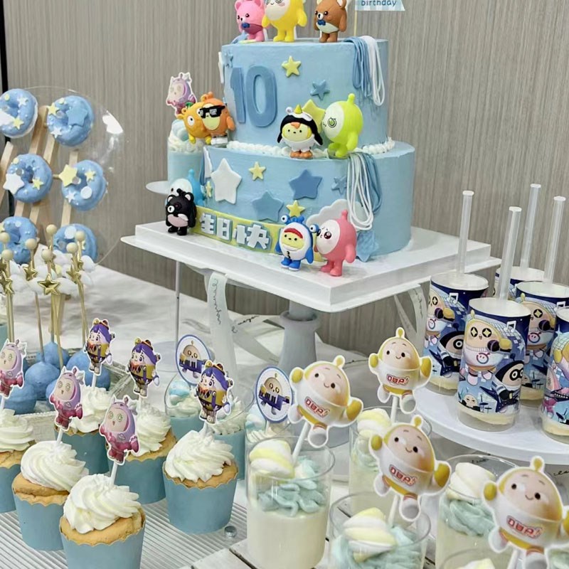 蛋仔派对甜品台装饰蛋蛋推推乐贴纸蛋糕摆件插件周岁生日布置