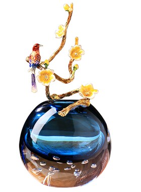 轻奢珐琅彩花瓶高档客厅高端家居A装饰工艺品琉璃中式水晶玻璃摆