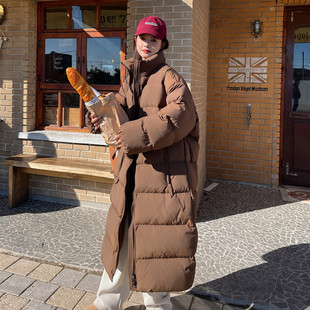 90白鸭绒 P340K478 卡其棕超长羽绒服大格子冬日暖色调外套D340