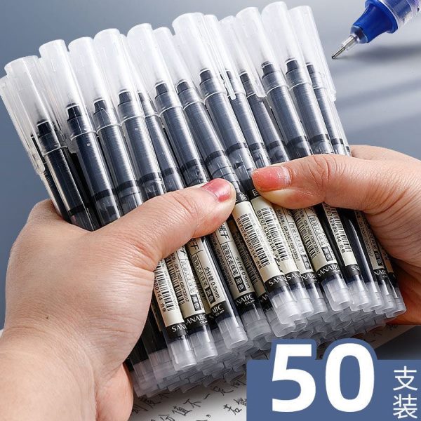 速干水直 乾性直液笔0黑色中性笔5考试学生用圆珠笔式.办公液针管