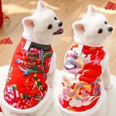 年宠物中大型犬狗狗衣服新大花过冬年款加绒棉衣小金毛东北柯基