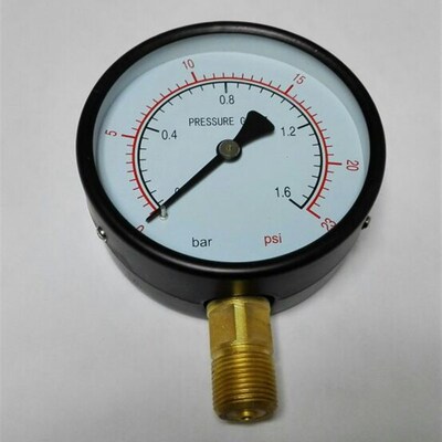 指针式压力计压力指示表压力表 表盘直径100mm压力0-1.6bar 23psi