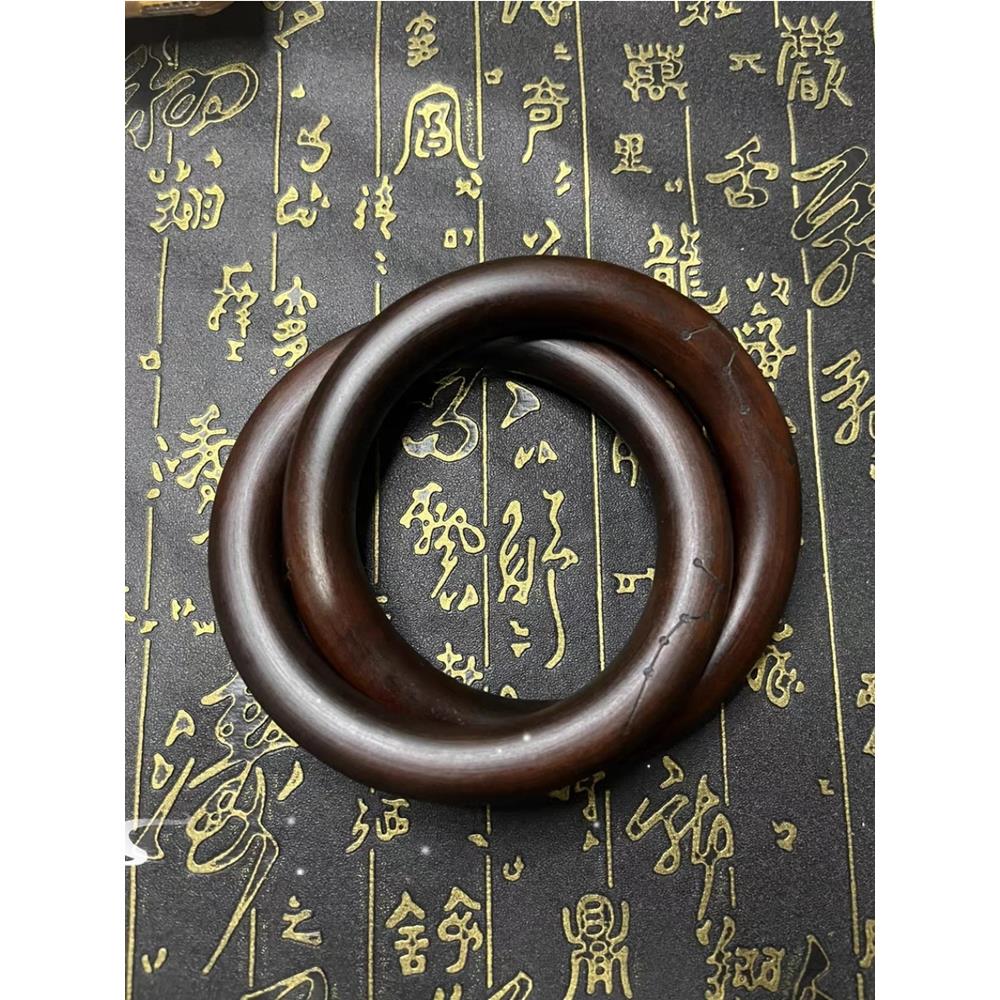 正宗天然雷击枣木乾坤圈阴阳环镯子桃木手把件一整体雕刻吊坠挂件
