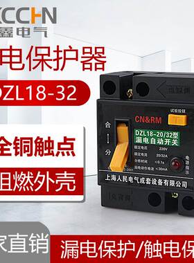 正品DZL18-32带灯款 家用漏电保护器 漏电开关 2P 断路器 20A 32A