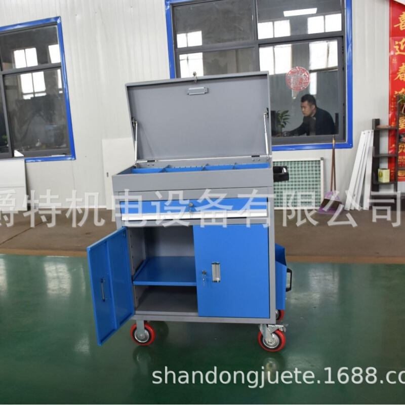 爵特直发箱柜现货 机床工具柜 挂板工具车 带抽屉分隔板工具车