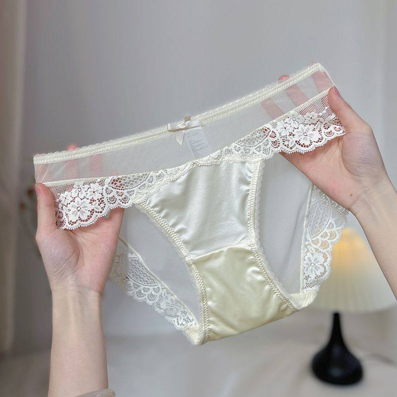 欧美色丁丝滑蕾丝网纱纯欲诱惑少女内裤三角棉裆低腰性感包臀无痕,女士内衣/男士内衣/家居服,女三角裤,淘宝优惠券,粉丝福利购,淘宝优惠卷
