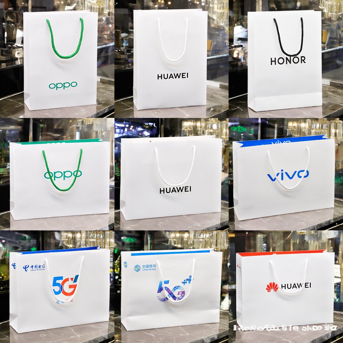 适用于华为手机纸袋oppo移动vivo荣耀联通包装袋手提纸袋店名印刷
