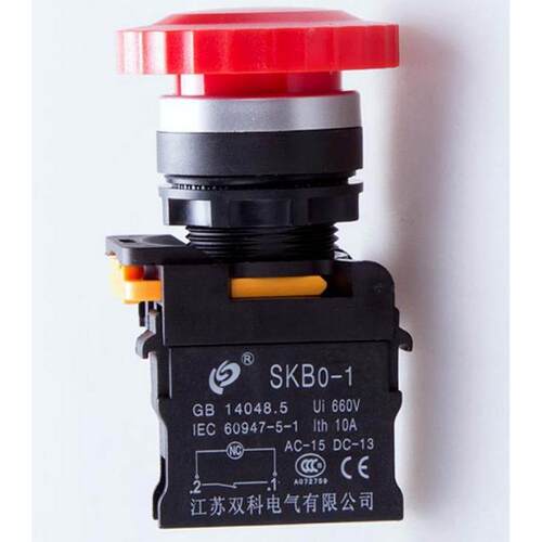 江苏双科 自复位 自锁蘑菇头按钮开关 SKB0-1 SKB0-PM01 10 10T