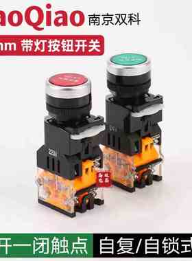 南京双科带灯按钮开关LA160-22A3-11DN/DNZS自锁自复位平头钮220V