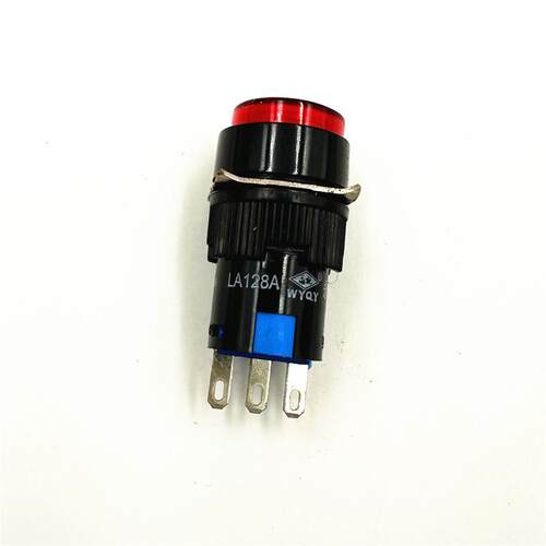 LA128A按扭开关M16 5A 250VAC 红绿黄3脚1开1闭自锁/自复