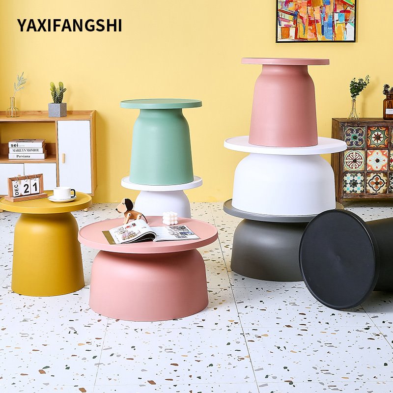 北欧茶几简约客厅小户型茶几欧式圆形简易茶几设计师彩色边几矮桌