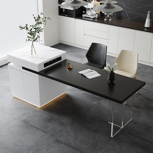 岩板岛台餐桌一体家用现代简约导台小户型厨房家用悬浮高端中岛台