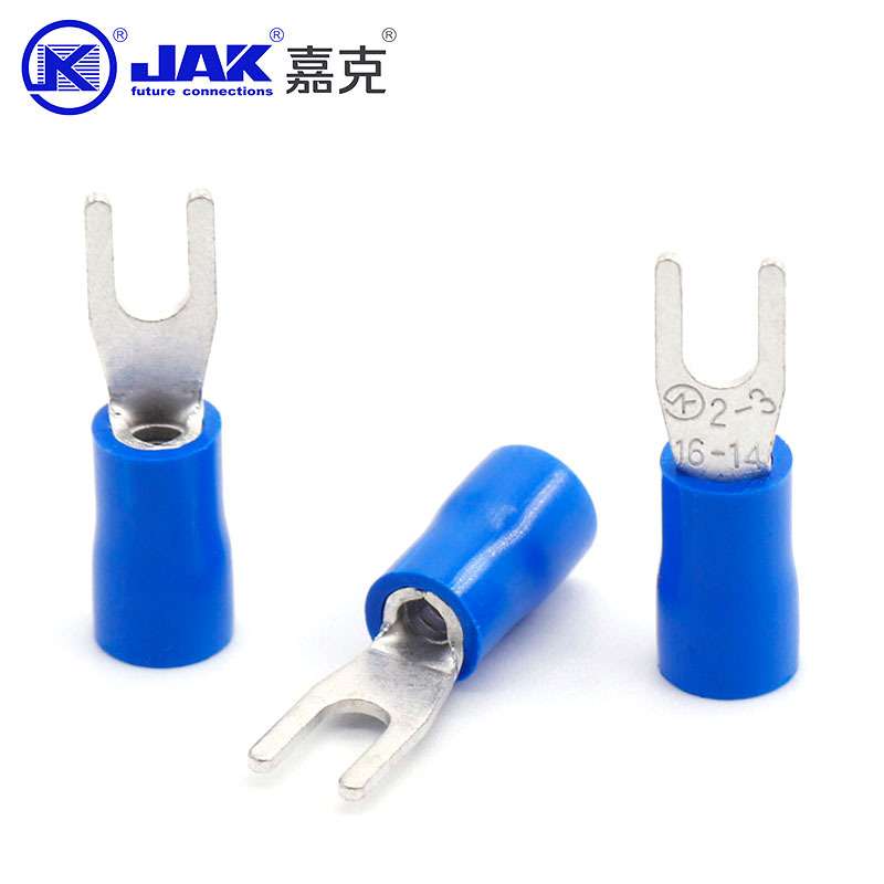 SV2-3开口线鼻接线端子 冷压端头叉形绝缘端子 M3地线端子Y型端头