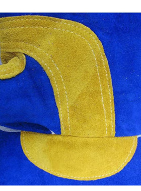 友盟AP-1201彩蓝色护掌烧焊手套 牛二层皮AB级电焊手套1副