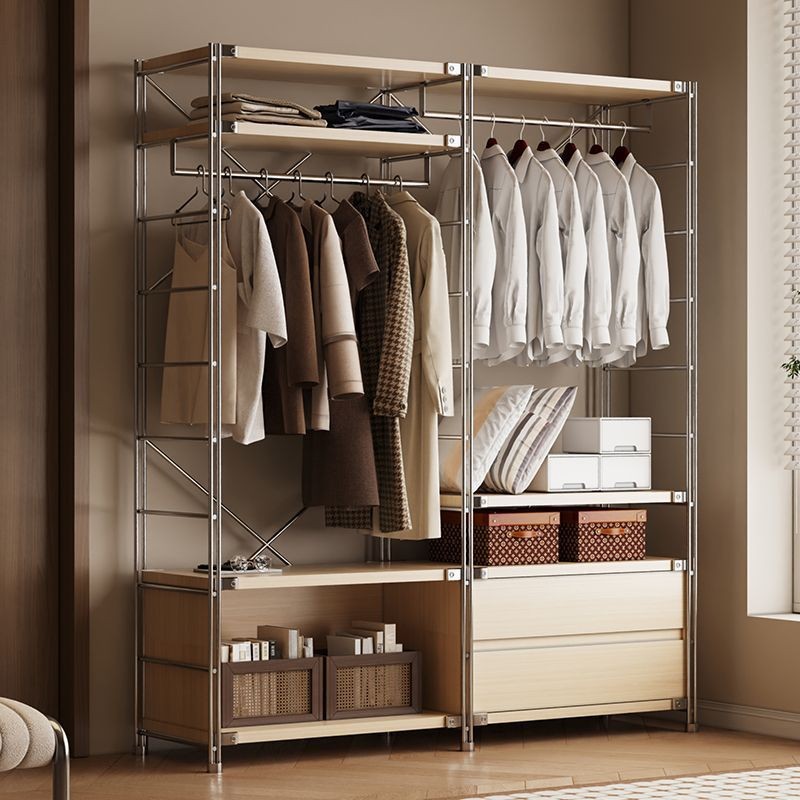 51cm深开放衣柜日式原木风卧室挂衣架步入式衣帽间极简衣橱收纳架