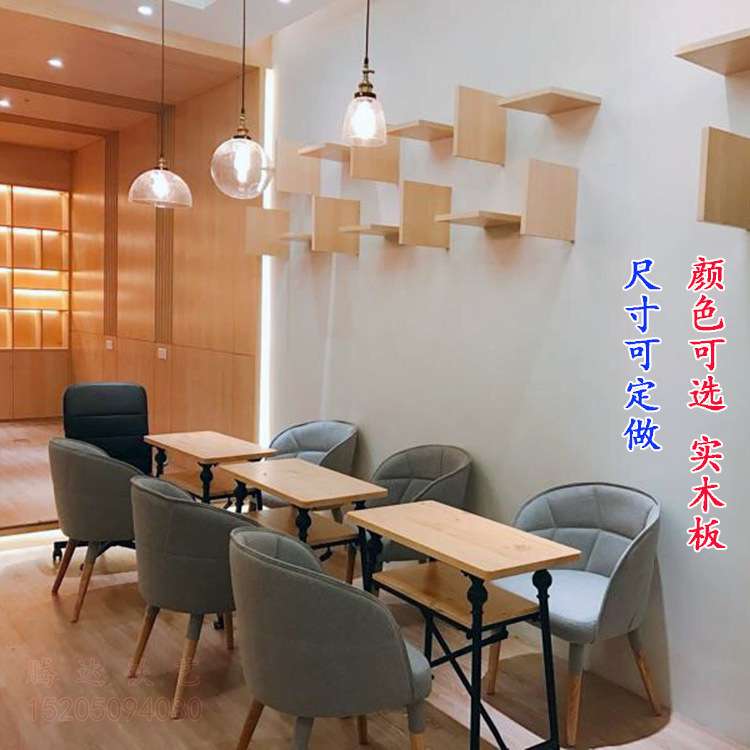 新款铁艺美甲桌子单人双人桌椅套装复古指甲桌工作台餐桌餐椅包邮