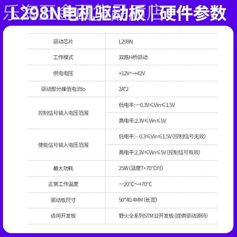 新款野火L298N电机驱动器直流有刷/步进电机驱动器2路H桥机器人配