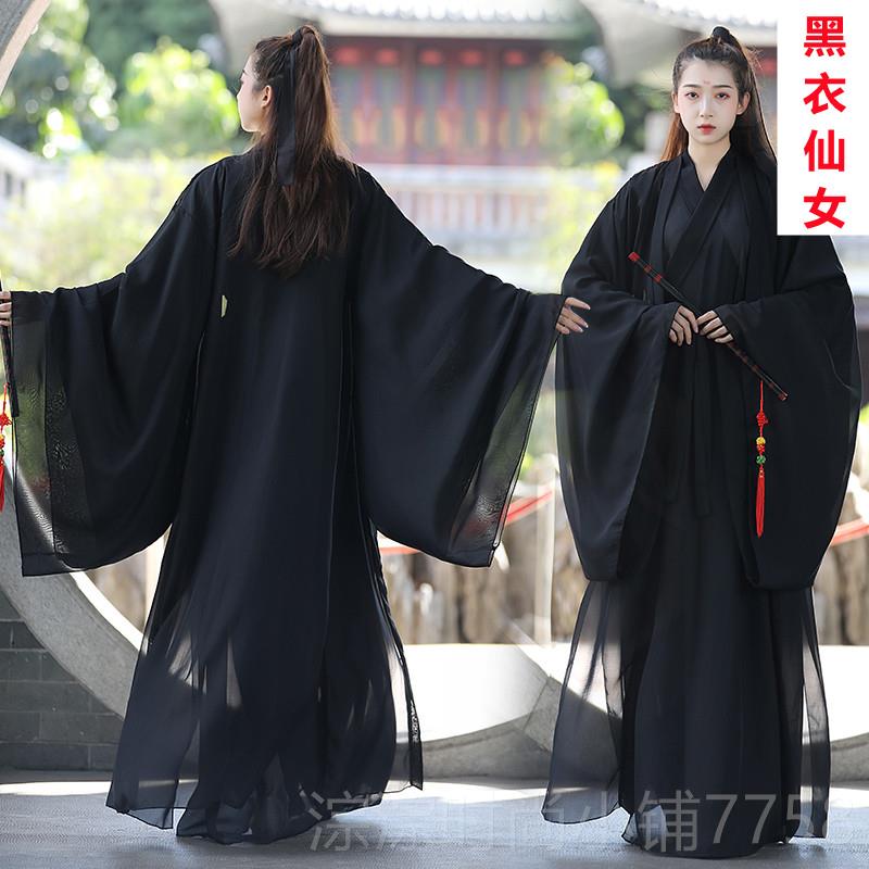 新款服夏黑色套装霸学气侠客生中汉服套装