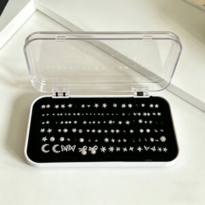 便携翻盖海绵孔首饰盒耳钉耳坠防丢收纳神器华子耳钉专用透明收纳