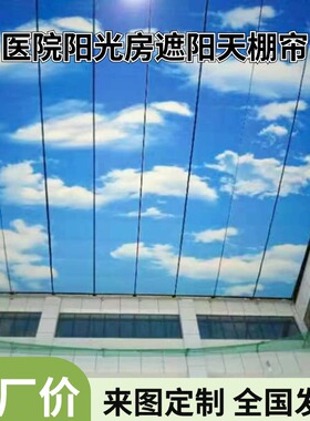医院阳光房商场别墅玻璃顶电动遮阳帘FSS天棚帘采光顶折叠天棚帘