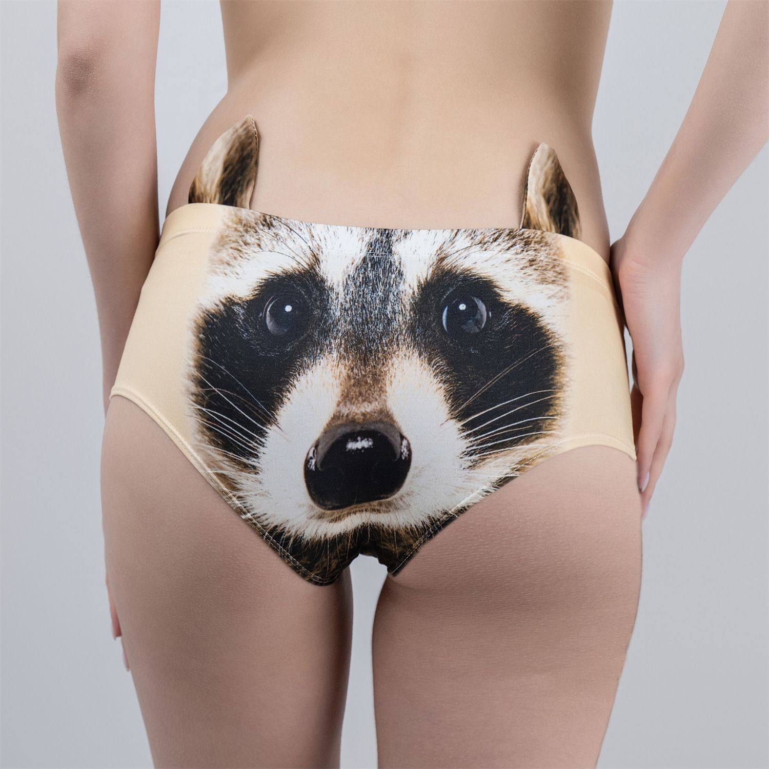 浣熊卡通动物耳朵印花无缝透气女士内裤低腰欧美性感三角裤外贸,女士内衣/男士内衣/家居服,男三角内裤,淘宝优惠券,粉丝福利购,淘宝优惠卷