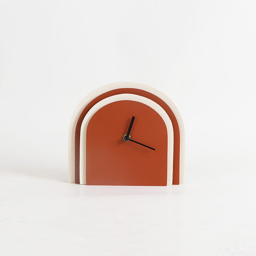 简约现代多层皮革层叠拱形座钟创意个性样书房桌面家居装饰品摆件