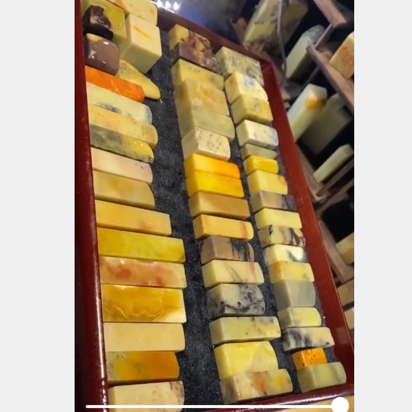 青田石结晶封门菜花黄品种素章一组55方印面1.5-3高4-7CM书画印章
